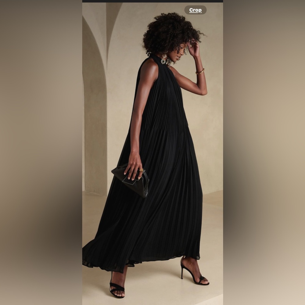 Banana Republic Black Radiant Pleated Maxi Dress Sleeveless Formal Party black